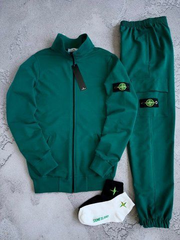 Изумрудный&nbsp;мужской спортивный костюм Стон Айленд Stone Island 4в1: кофта, штаны и 2 пары носков | S м-1602 фото