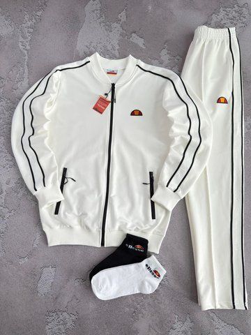 Молочный мужской спортивный костюм Элис Ellesse 4в1: кофта, брюки и 2 пары носков | S м-1772 фото
