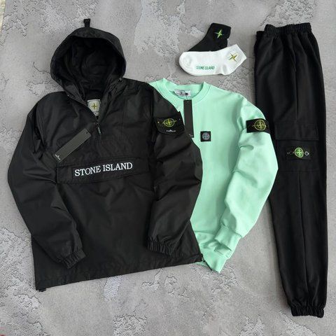 Жіночий  спортивний костюм Стон Айленд Stone Island 5в1: вітровка, світшот, штани та 2 пари шкарпеток | S м-1899 фото