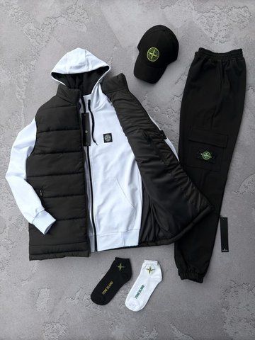 Женский спортивный костюм Стон Айленд Stone Island 5в1: костюм, жилет, кепка и 2 пары носков | S м-1181 фото