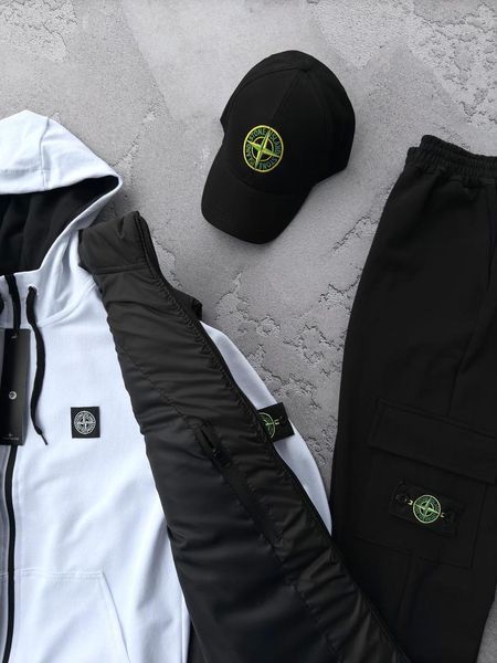 Женский спортивный костюм Стон Айленд Stone Island 5в1: костюм, жилет, кепка и 2 пары носков | S м-1181 фото