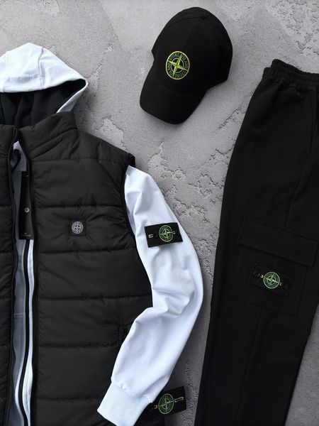 Женский спортивный костюм Стон Айленд Stone Island 5в1: костюм, жилет, кепка и 2 пары носков | S м-1181 фото