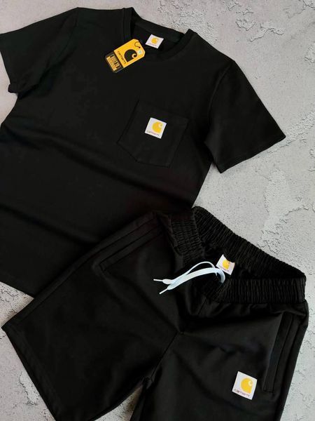 Чорний чоловічий літній костюм Carhartt Кархарт: футболка та шорти | XXL м-1066 фото