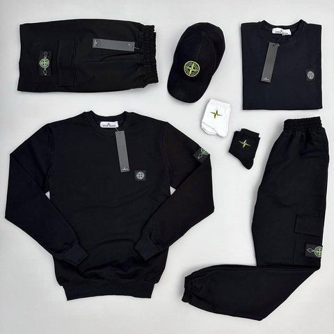 Женский спортивный костюм (набор) Stone Island Стон Айленд 7в1: свитшот, брюки, кепка, шорты, футболка и 2 пары носков | XS м-915 фото