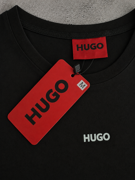 Чорна чоловіча футболка Хуго Hugo | S м-1770 фото