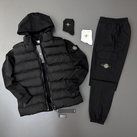 Женский спортивный костюм Stone Island Стон Айленд 5в1: жилетка, штаны, зип худи+ 2 пары носков в подарок || S м-474 фото