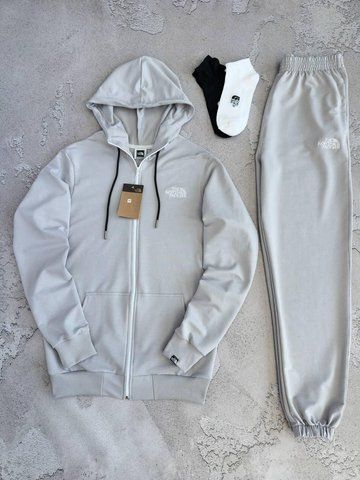 Серый мужской спортивный костюм Норд Фейс The North Face 4в1: кофта, штаны и 2 пары носков | S м-1539 фото