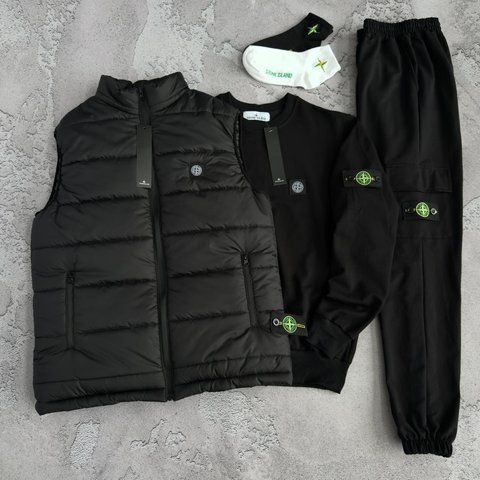 Жіночий спортивний костюм Стон Айленд Stone Island 5в1: жилет, світшот, штани та 2 пари шкарпеток | M м-1881 фото