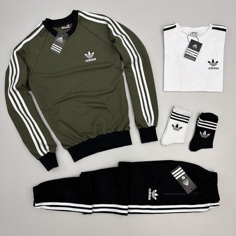 Жіночий спортивний костюм 5в1 Adidas Адідас: світшот, штани, футболка, шкарпетки 2 пари | XL м-460 фото