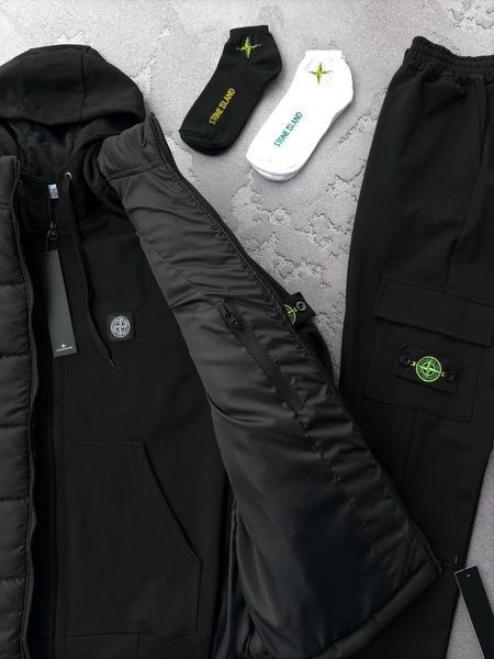 Жіночий спортивний костюм Стон Айленд Stone Island 5в1: костюм, жилет, кепка та 2 пари шкарпеток | S м-930 фото