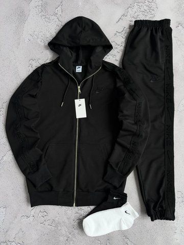 Черный мужской спортивный костюм Найк Nike с лампасами 4в1: кофта, брюки и 2 пары носков | S м-1633 фото