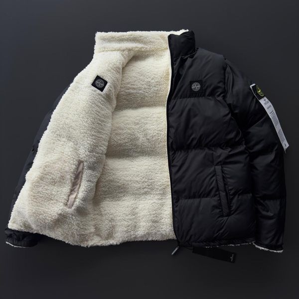 Жіноча зимова тепла двостороння куртка Стон Айленд Stone Island з овчиною | S м-519 фото