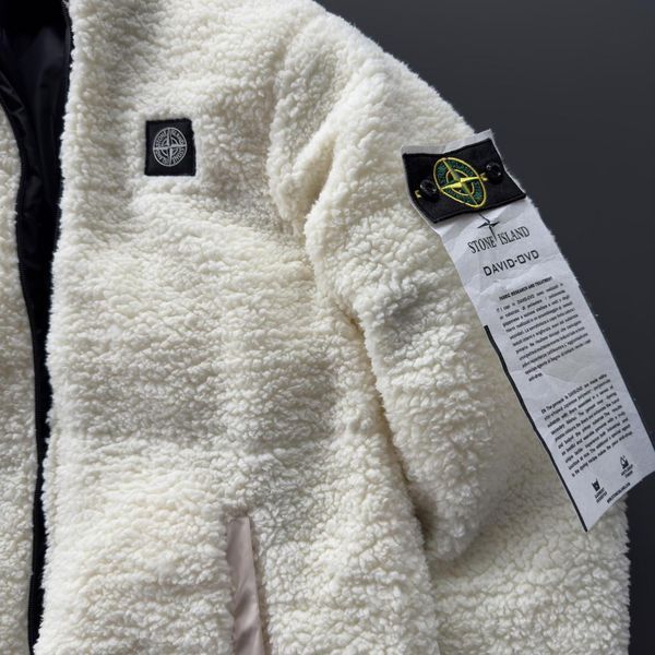 Жіноча зимова тепла двостороння куртка Стон Айленд Stone Island з овчиною | S м-519 фото