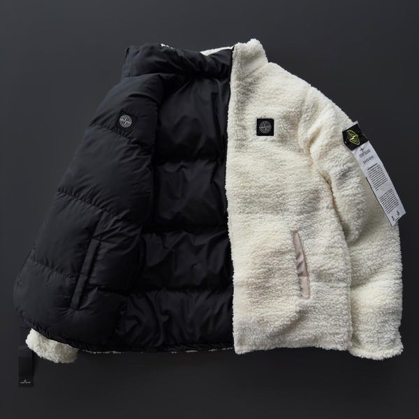 Жіноча зимова тепла двостороння куртка Стон Айленд Stone Island з овчиною | S м-519 фото