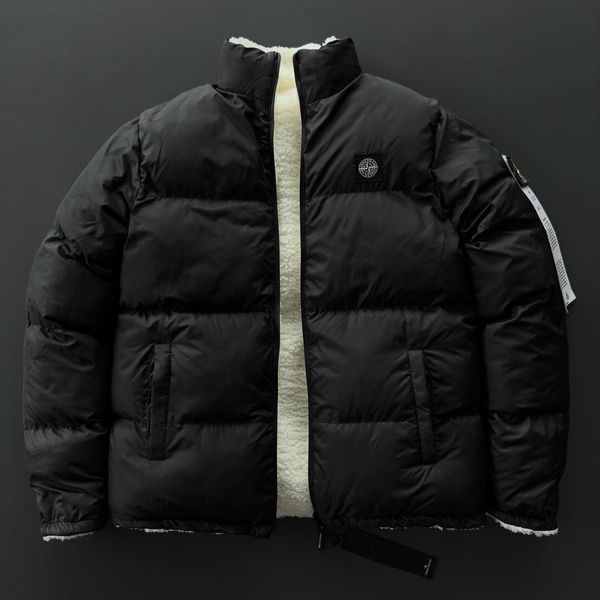 Жіноча зимова тепла двостороння куртка Стон Айленд Stone Island з овчиною | S м-519 фото