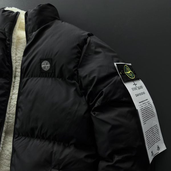 Жіноча зимова тепла двостороння куртка Стон Айленд Stone Island з овчиною | S м-519 фото
