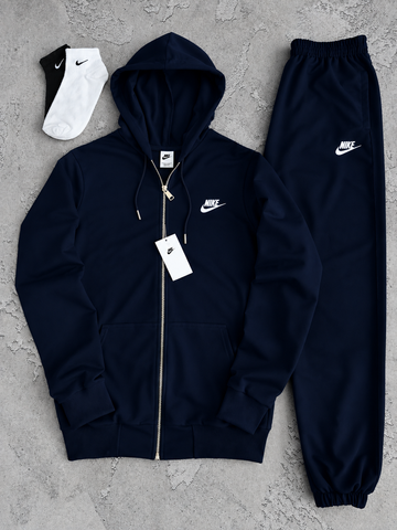 Синій чоловічий спортивний костюм Найк Nike 4в1: кофта з капюшоном (зіп худі), штани та 2 пари шкарпеток | S м-1947 фото