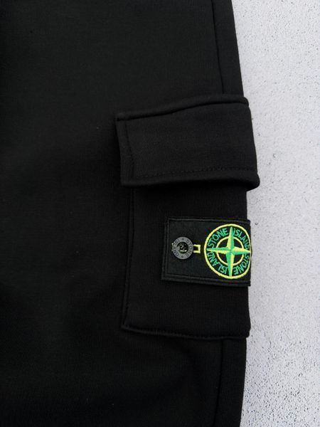 Чорні зимові теплі чоловічі спортивні штани на флісі Stone Island Стон Айленд | XS м-45 фото