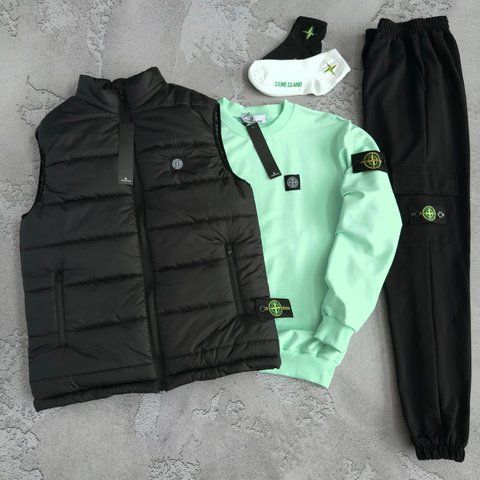 Жіночий спортивний костюм Стон Айленд Stone Island 5в1: жилет, світшот, штани та 2 пари шкарпеток | S м-1879 фото