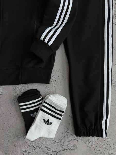 Черный мужской спортивный костюм Adidas Адидас 4в1: кофта, штаны и 2 пары носков в подарок | XS м-216 фото