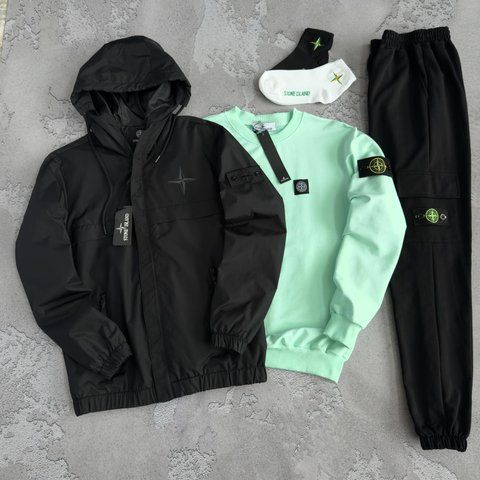 Жіночий спортивний костюм Стон Айленд Stone Island 5в1: вітровка, світшот, штани та 2 пари шкарпеток | S м-1896 фото