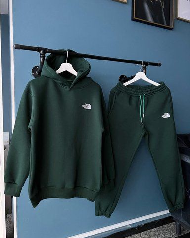 Зеленый мужской спортивный костюм Норд Фейс The North Face: худи и брюки | S Kos37 фото