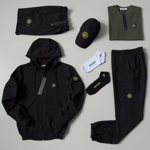 Женский спортивный костюм (набор) Stone Island Стон Айленд 7в1: кофта, брюки, кепка, шорты, футболка и 2 пары | XS м-926 фото