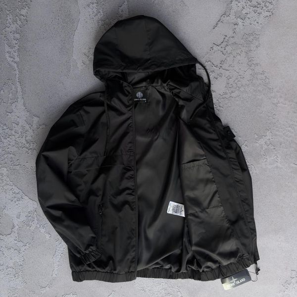 Чорна чоловіча вітровка плащівка Stone Island Стон Айленд | S м-836 фото