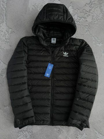 Черная женская демисезонная плащевка куртка Адидас Adidas (логотип вышивка) | S м-1557 фото
