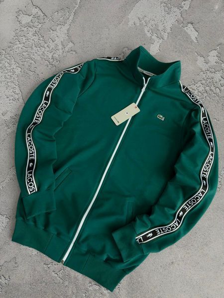 Зеленая женская спортивная кофта (олимпийка) c лампасами Лакоста Lacoste | S м-1579 фото