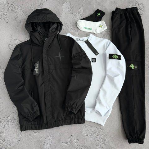Жіночий  спортивний костюм Стон Айленд Stone Island 5в1: вітровка, світшот, штани та 2 пари шкарпеток | S м-1897 фото