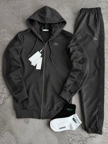 Графітовий чоловічий спортивний костюм Лакоста Lacoste 4в1: зіп худі (кофта), штани та 2 при шкарпеток | S м-1941 фото