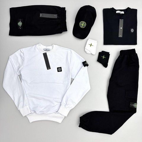 Женский спортивный костюм (набор) Stone Island Стон Айленд 7в1: свитшот, брюки, кепка, шорты, футболка и 2 пары носков | XS м-912 фото