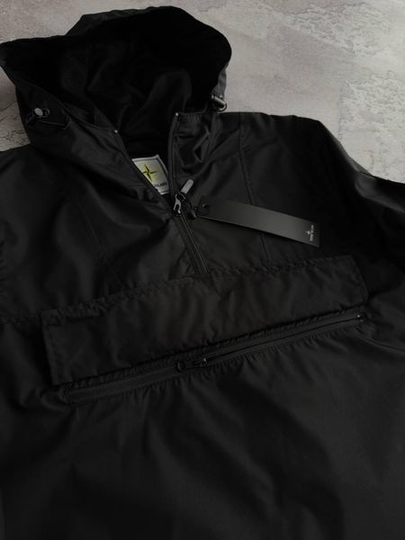 Черная мужская демисезонная ветровка плащевка анорак Stone Island Стон Айленд | S м-1569 фото