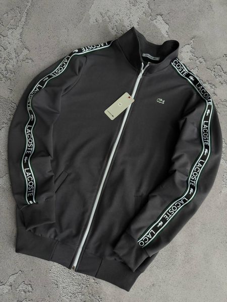 Серая женская спортивная кофта (олимпийка) c лампасами Лакоста Lacoste | S м-1515 фото