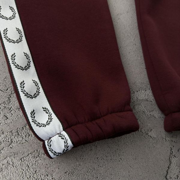 Бордові зимові теплі чоловічі спортивні штани на флісі Фред Перрі Fred Perry | S м-509 фото