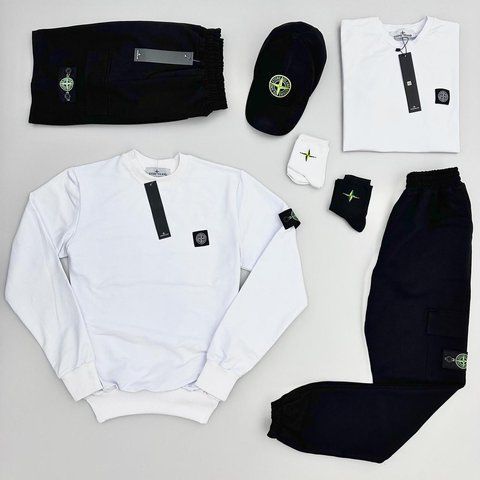Женский спортивный костюм (набор) Stone Island Стон Айленд 7в1: свитшот, брюки, кепка, шорты, футболка и 2 пары носков | XS м-913 фото