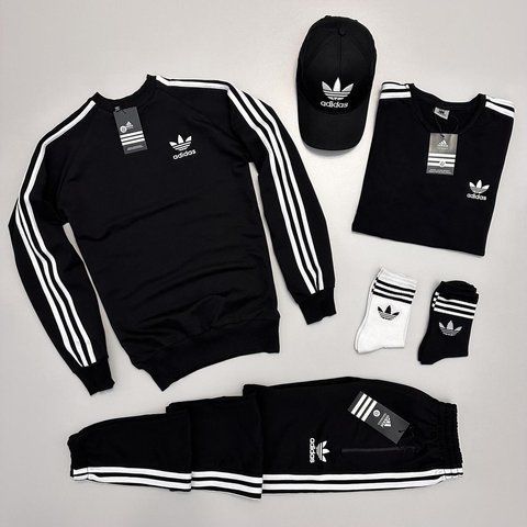 Женский спортивный костюм Адидас Adidas 6в1: свитшот, брюки, кепка, футболка и 2 носков | XS м-632 фото