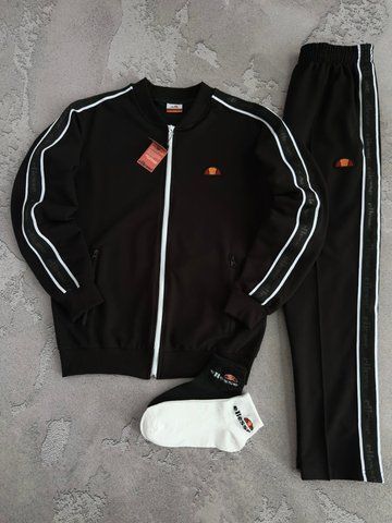 Черный мужской спортивный костюм Элис Ellesse 4в1: кофта, брюки и 2 пары носков | S м-1771 фото