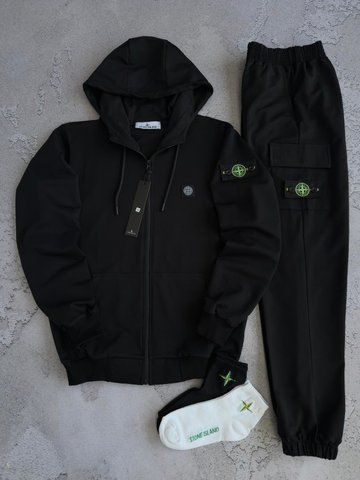 Чоловічий спортивний костюм Стон Айленд Stone Island 4в1: зіп худі, штани та 2 пари шкарпеток | S м-233 фото