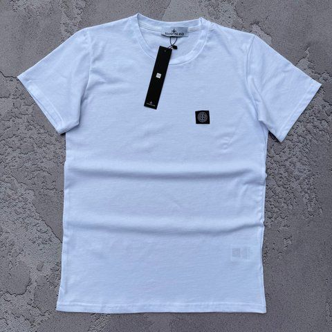 Біла чоловіча футболка Stone Island Стон Айленд | S м-1682 фото