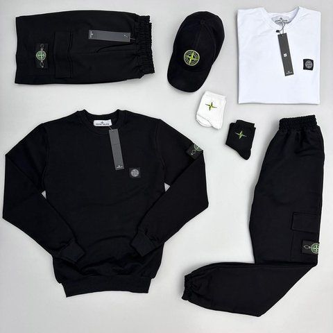 Женский спортивный костюм (набор) Stone Island Стон Айленд 7в1: свитшот, брюки, кепка, шорты, футболка и 2 пары носков | XS м-914 фото