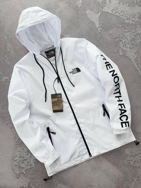 Белая мужская демисезонная&nbsp;ветровка&nbsp;плащевка Норд Фейс The North Face | S м-859 фото