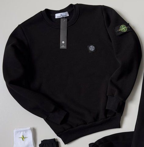 Чорний жіночий теплий зимовий світшот на флісі Стон Айленд Stone Island | XXL м-76 фото