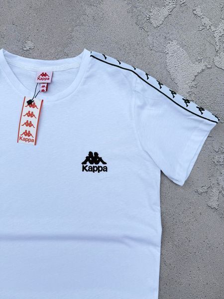 Біла чоловіча футболка Каппа Kappa з лампасами | S м-1411 фото